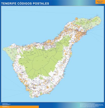 Isla Tenerife códigos postales enmarcado plastificado 