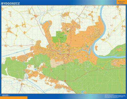 Mapa Bydgoszcz Polonia enmarcado plastificado 