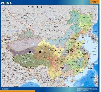 Mapa China enmarcado plastificado 