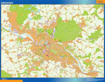 Mapa Dresden en Alemania enmarcado plastificado 