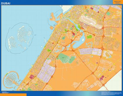 Mapa Dubai enmarcado plastificado 