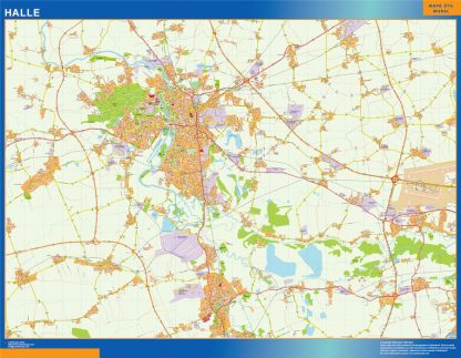 Mapa Halle en Alemania enmarcado plastificado 