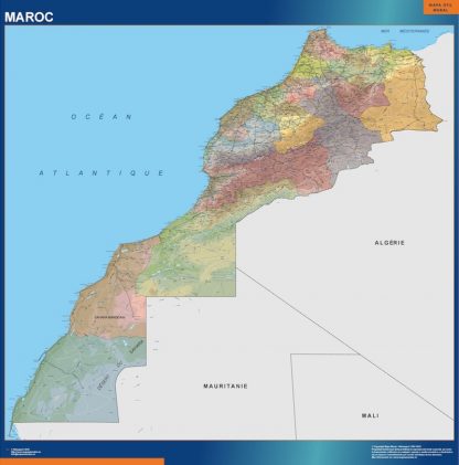 Mapa Marruecos enmarcado plastificado 
