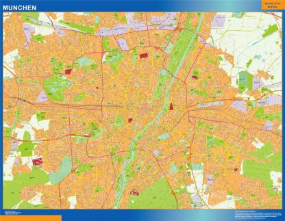 Mapa Munchen en Alemania enmarcado plastificado 