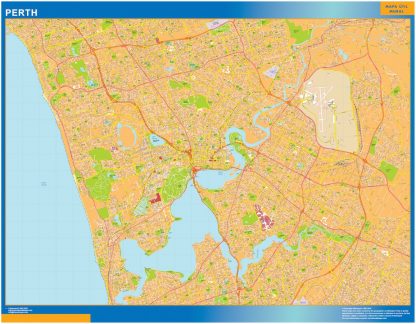 Mapa Perth Australia enmarcado plastificado 
