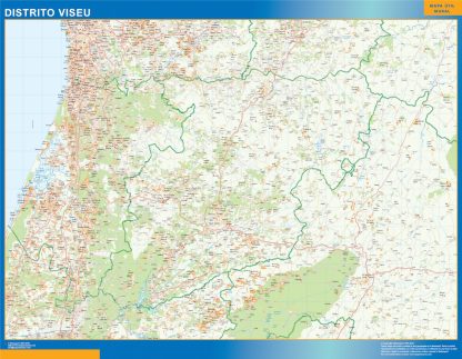 Mapa distrito Viseu enmarcado plastificado 